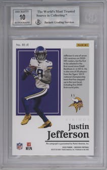 Justin Jefferson  from the 2020 Panini Encased set graded by Beckett and given an overall grade of 9.