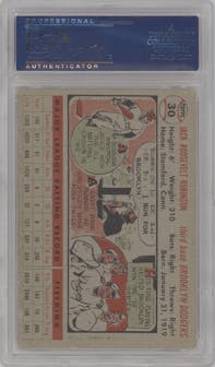 Jackie Robinson from the 1956 Topps set featuring a Gray Back parallel graded by PSA and given an overall grade of 3.