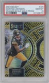 Diontae Johnson from the 2023 Panini Select set featuring a Gold Dragon Scale parallel graded by PSA and given an overall grade of 10.