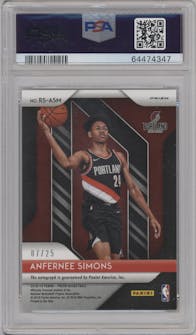 Anfernee Simons from the 2018-19 Panini Prizm set featuring a Mojo Prizm parallel graded by PSA and given an overall grade of 9.