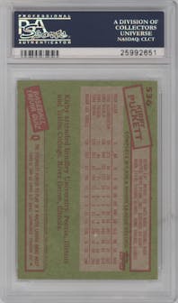 Kirby Puckett from the 1985 Topps set graded by PSA and given an overall grade of 9.
