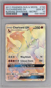 Charizard GX from the 2017 Pokemon S&M set graded by PSA and given an overall grade of 10.