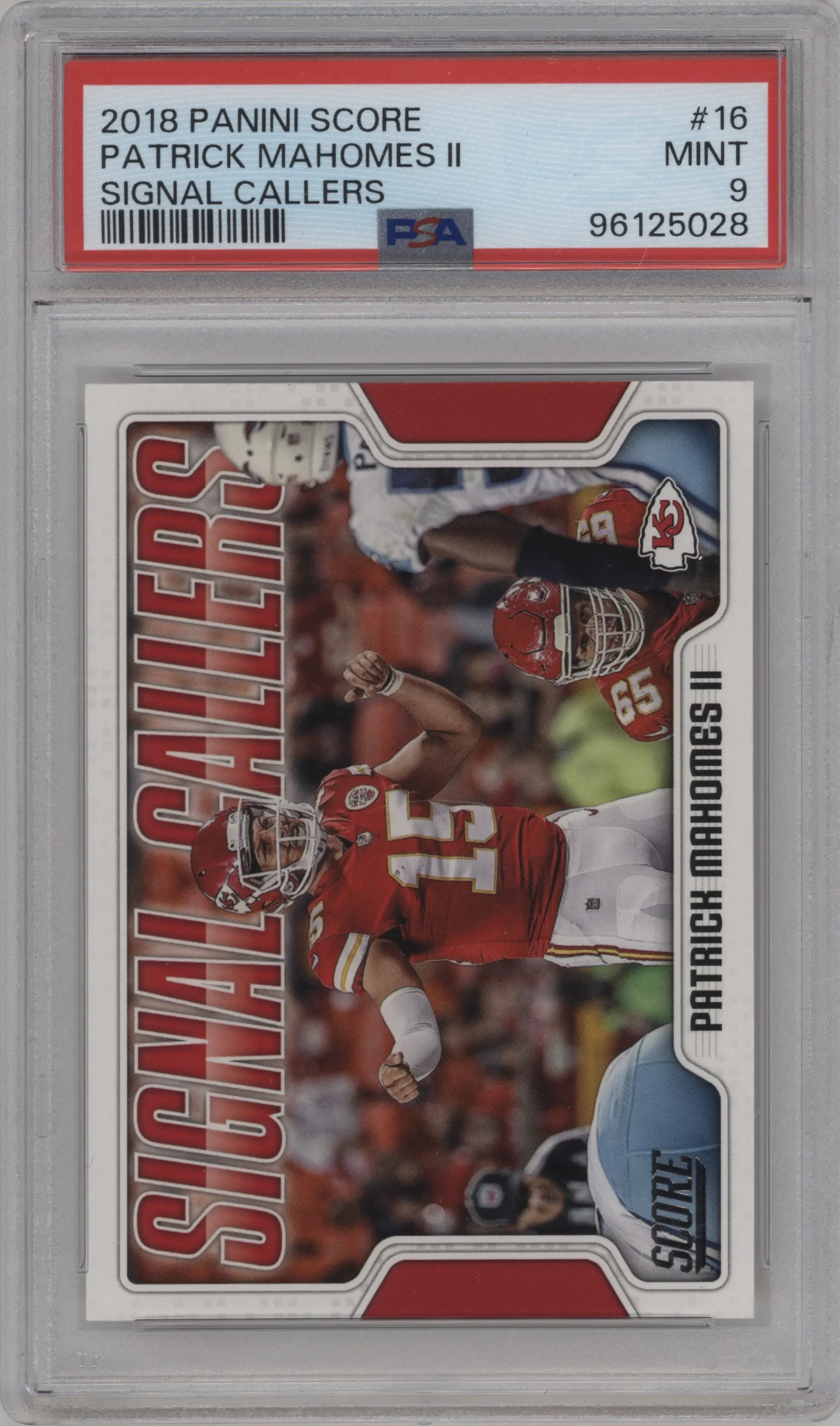 2018 Panini Score Signal Callers Patrick Mahomes II PSA 9