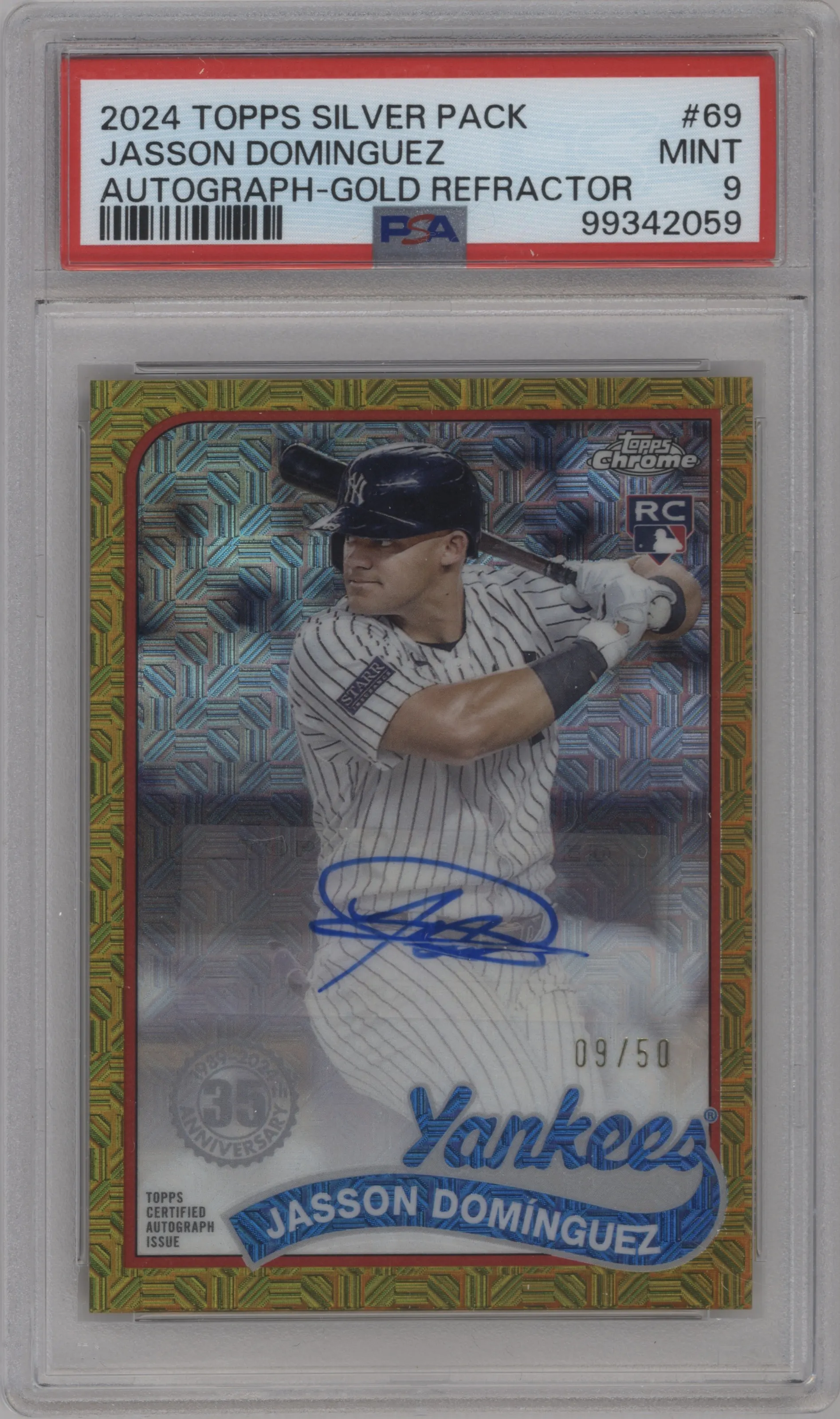 2024 Topps Series 2 Silver Pack 1989 35th Anniv.Chr.Auto Jasson Dominguez Gold PSA 9