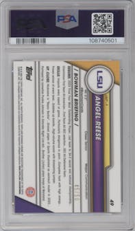Angel Reese from the 2023-24 Bowman U Chrome set featuring a Gold Shimmer Refractor parallel graded by PSA and given an overall grade of 10.