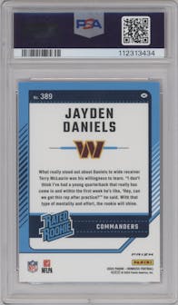 Jayden Daniels from the 2024 Donruss set featuring a Pink parallel graded by PSA and given an overall grade of 9.