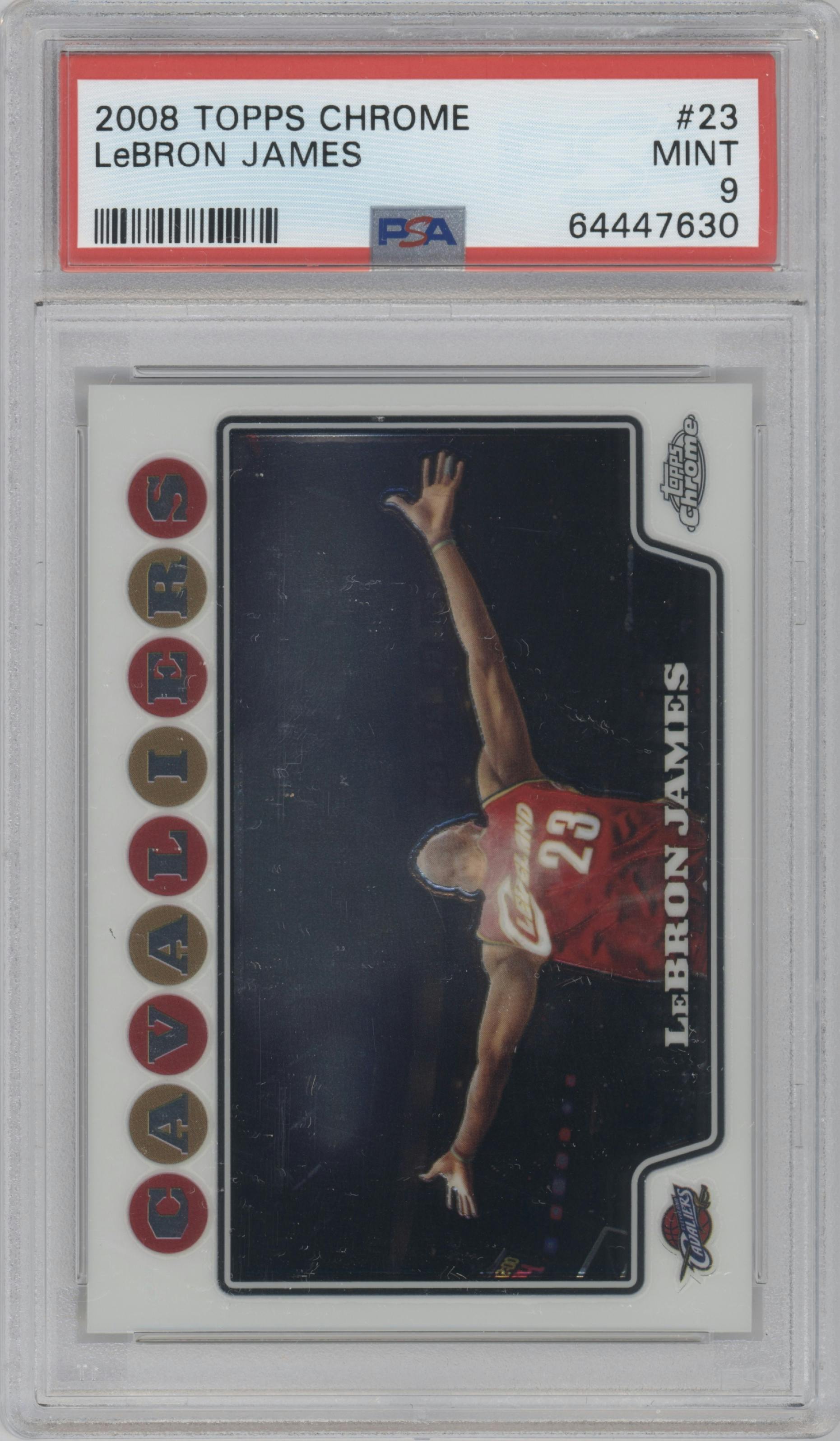 LeBron James from the 2008-09 Topps Chrome  set graded by PSA and given an overall grade of 9.