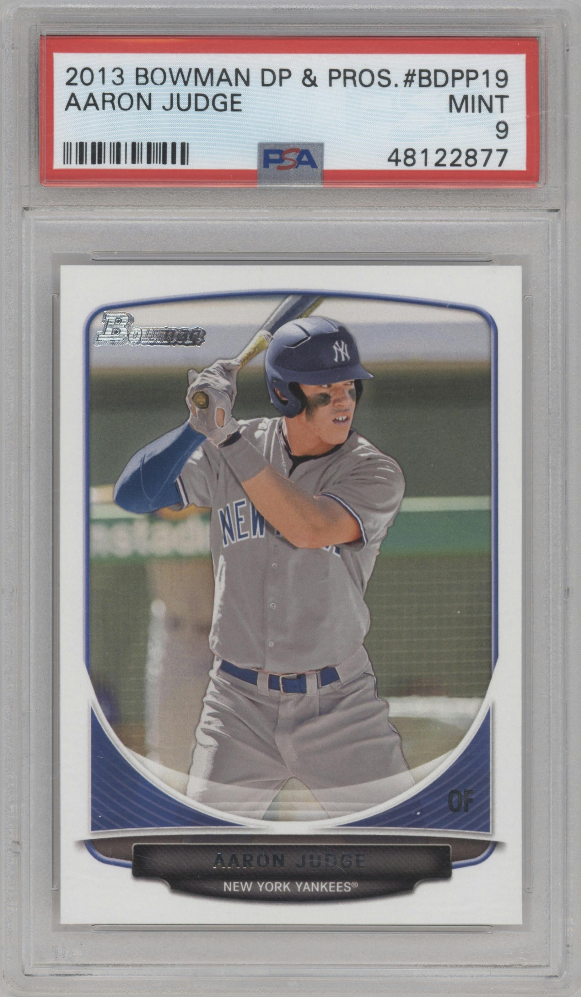 Aaron Judge from the 2013 Bowman Draft Picks & Prospects set graded by PSA and given an overall grade of 9.