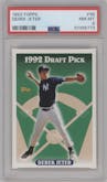 Derek Jeter from the 1993 Topps set graded by PSA and given an overall grade of 8.