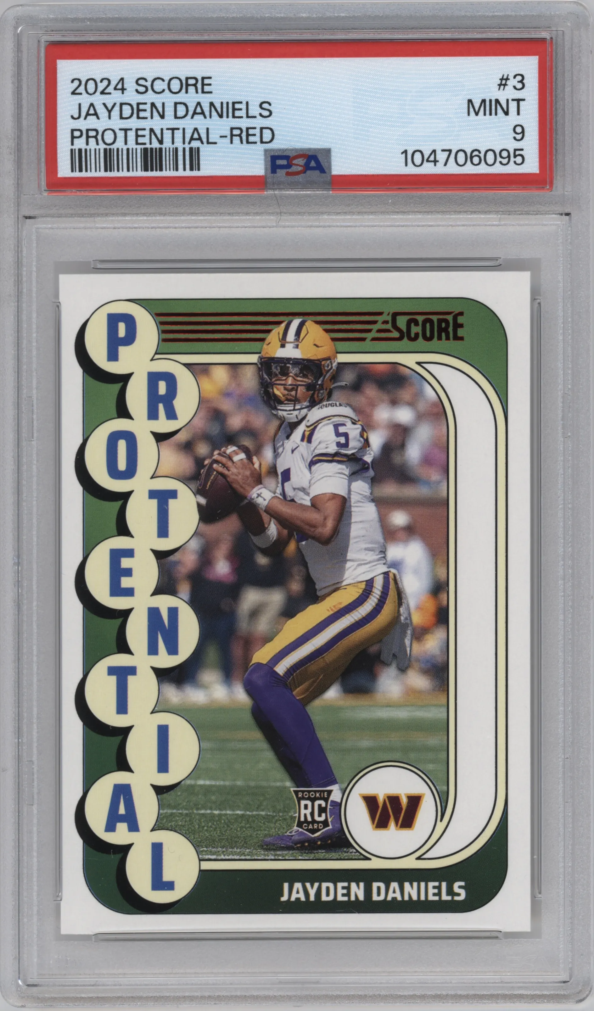 2024 Panini Score Protential Jayden Daniels Red PSA 9