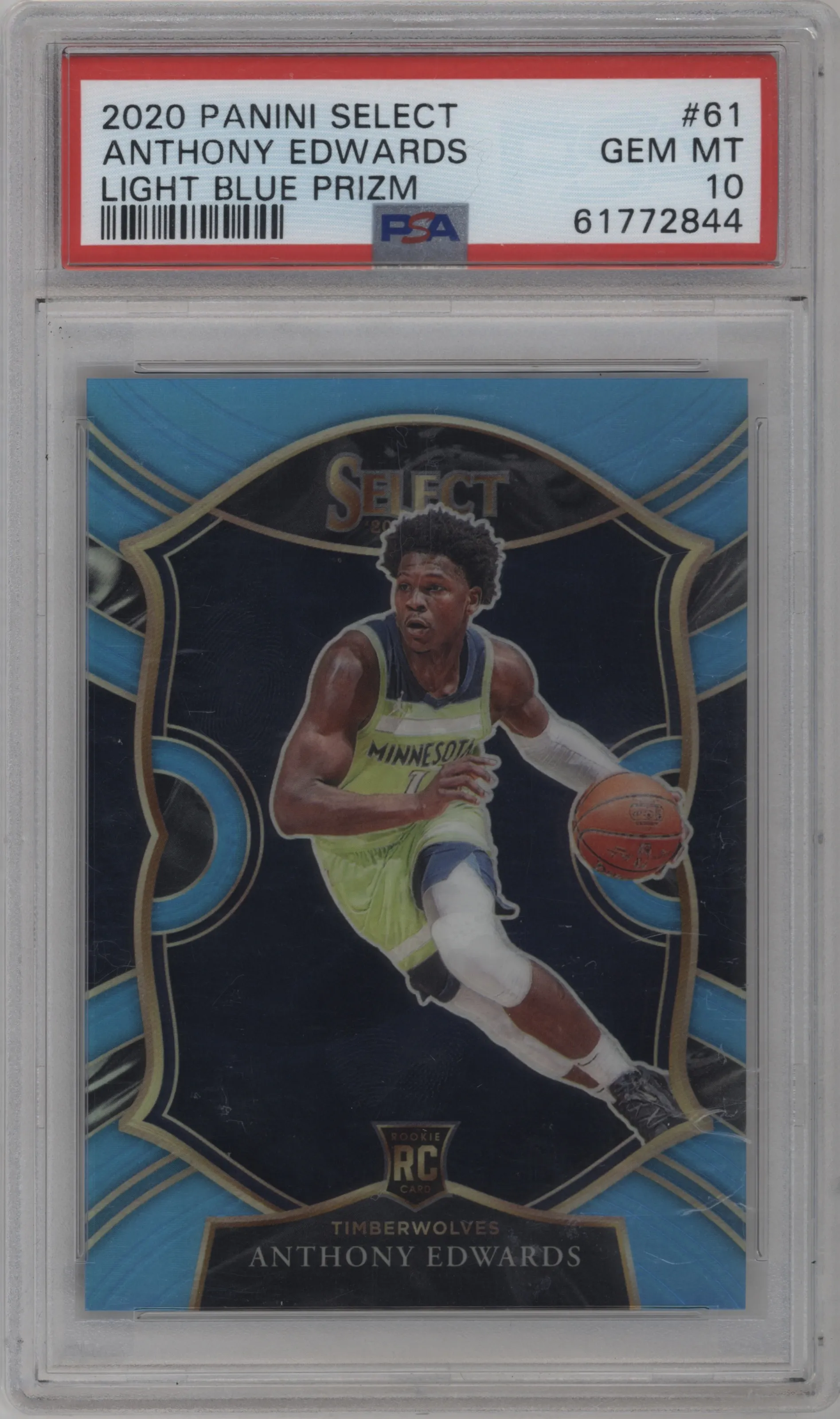 2020 Panini Select Anthony Edwards Light Blue Prizm #61 PSA 10