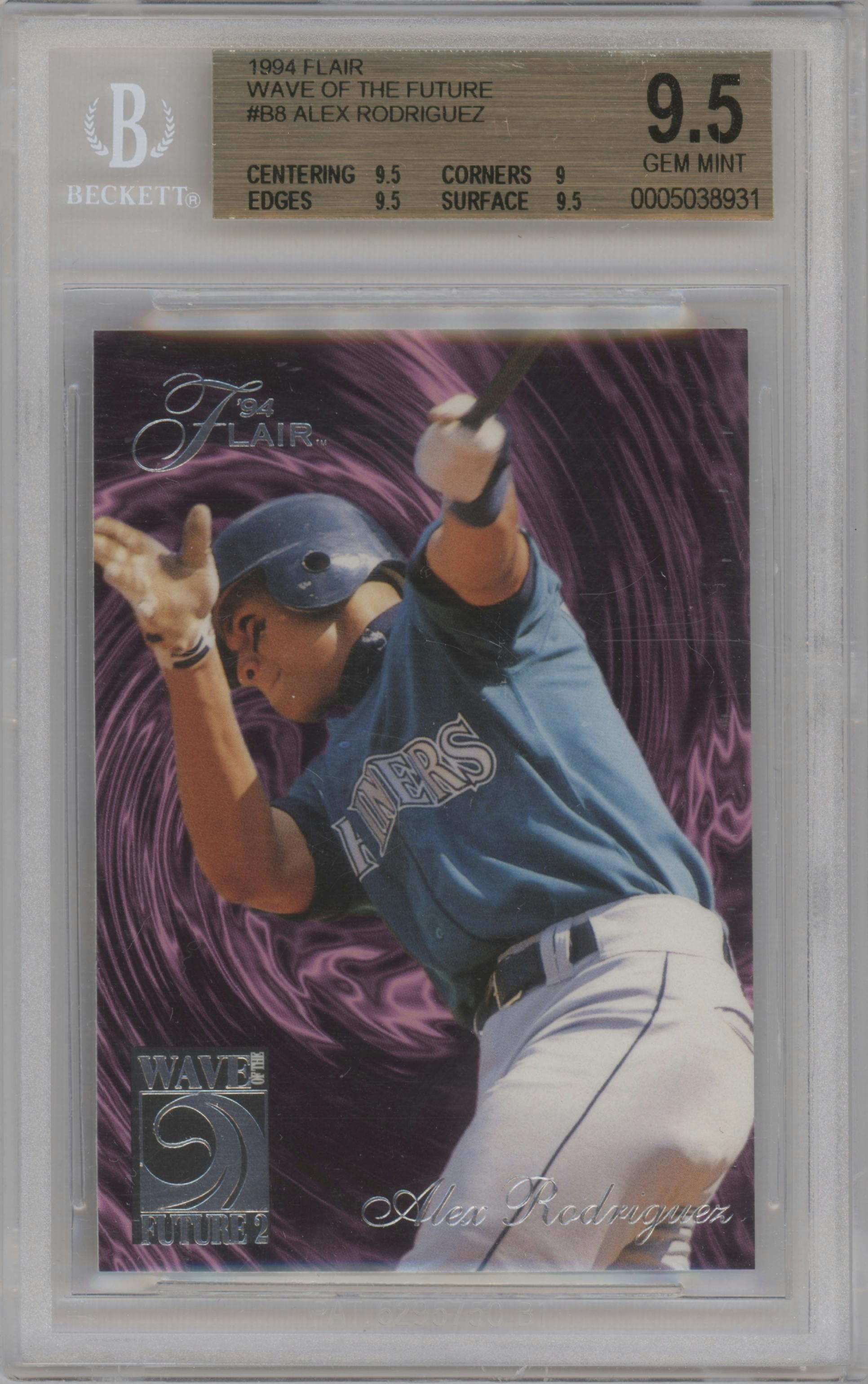 Alex Rodriguez from the 1994 Flair set graded by Beckett and given an overall grade of 9.5.