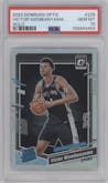 Victor Wembanyama from the 2023-24 Donruss Optic set featuring a Holo parallel graded by PSA and given an overall grade of 10.