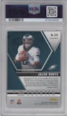 Jalen Hurts from the 2020 Panini Mosaic set featuring a Reactive Green parallel graded by PSA and given an overall grade of 10.