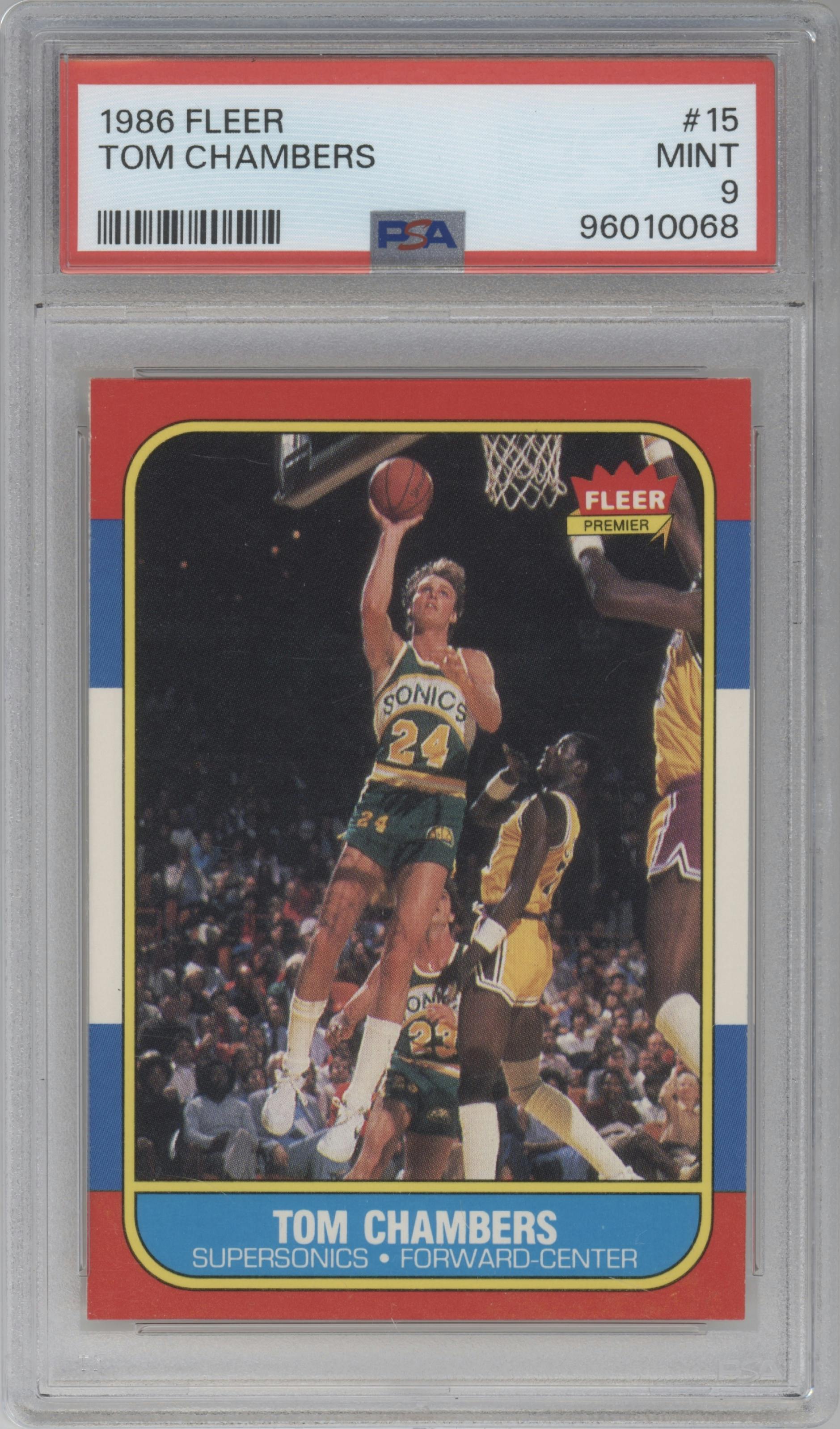 Tom Chambers from the 1986-87 Fleer set graded by PSA and given an overall grade of 9.