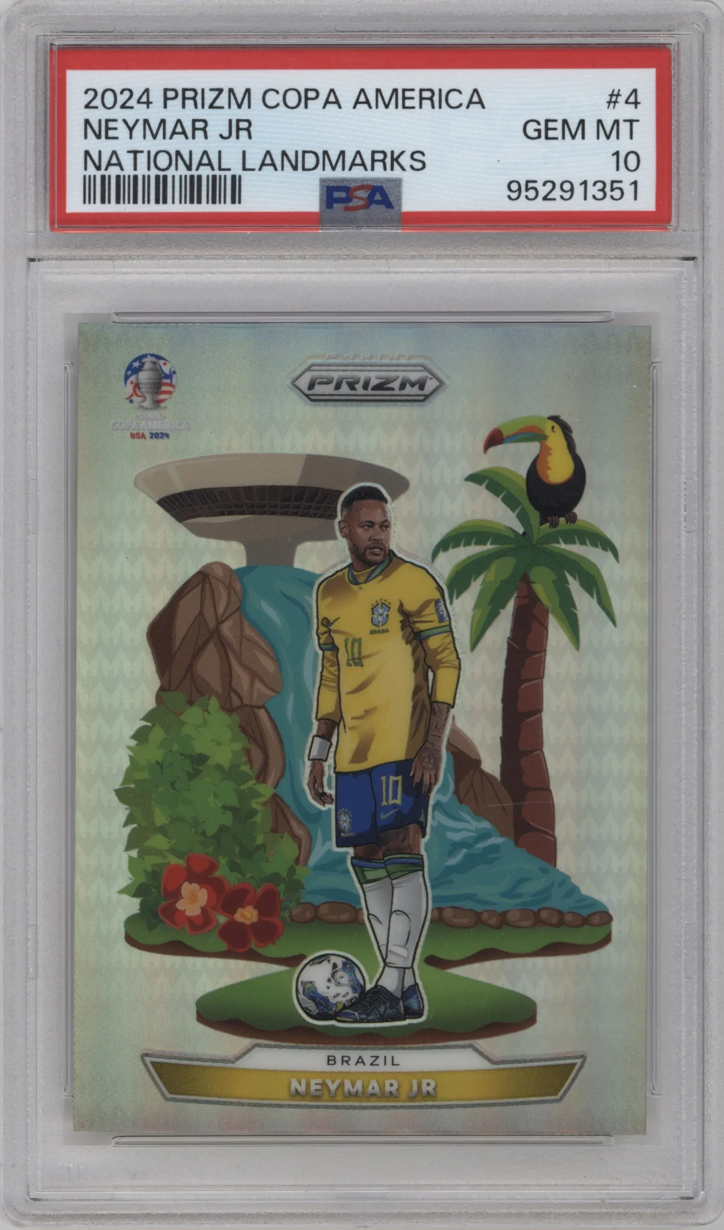 2024 Panini Prizm CONMEBOL Copa America National Landmarks Neymar Jr #4 PSA 10