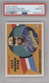 Jackson Chourio from the 2024 Topps Throwback Thursday set graded by PSA and given an overall grade of 10.