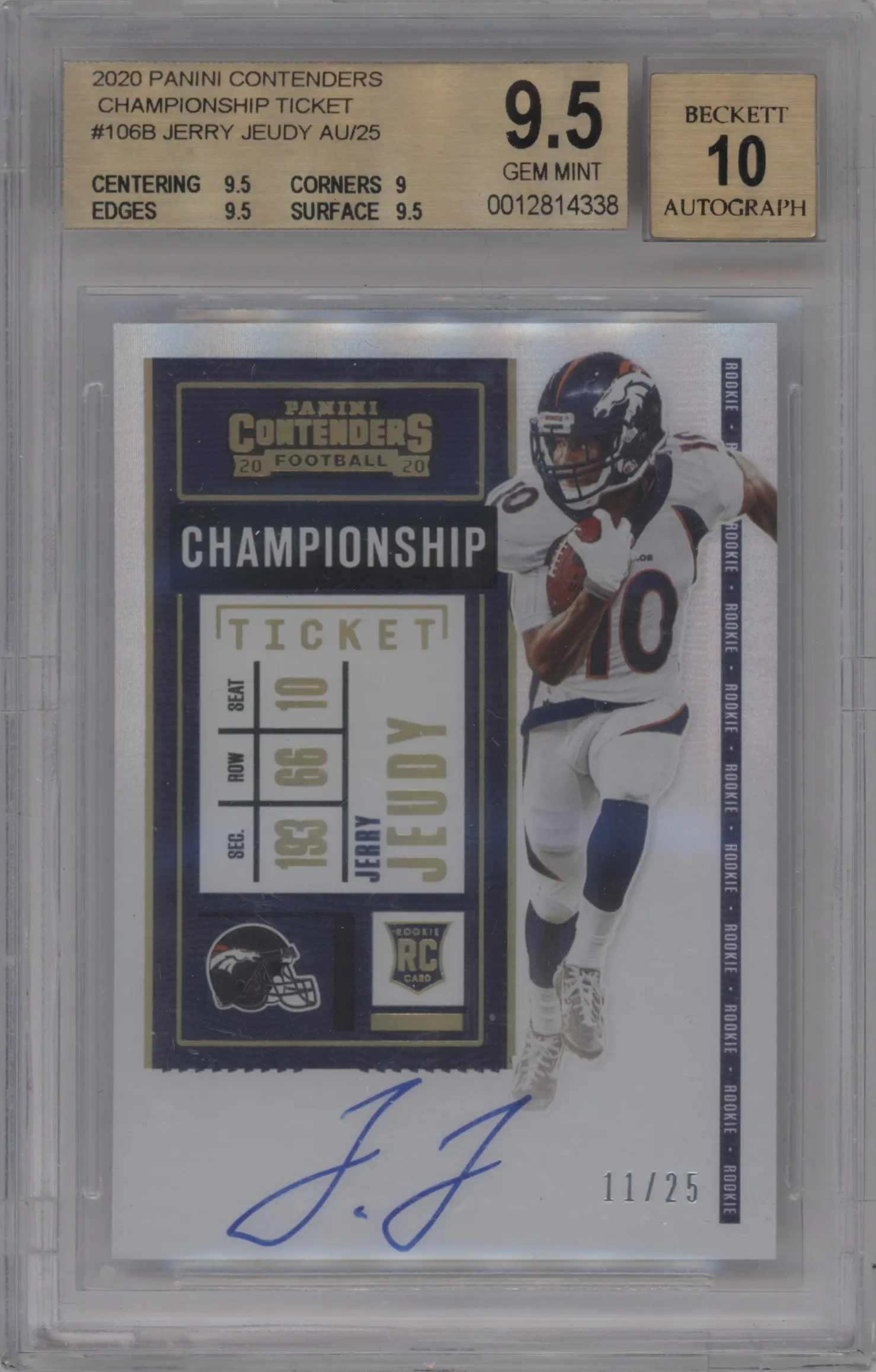 2020 Panini Contenders Championship Tkt. Var. Jerry Jeudy BGS 9.5