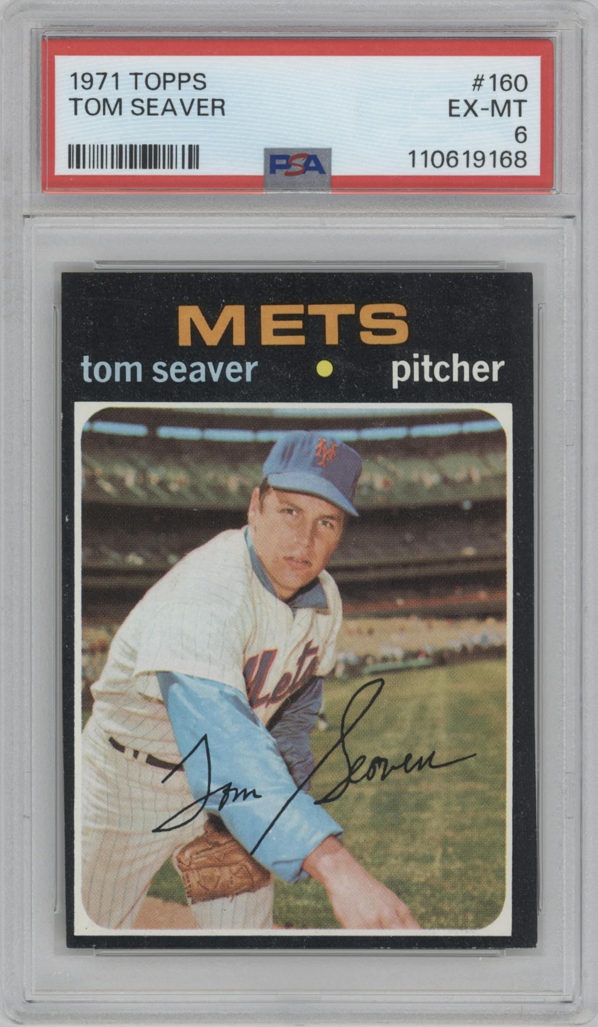 Tom Seaver from the 1971 Topps set graded by PSA and given an overall grade of 6.