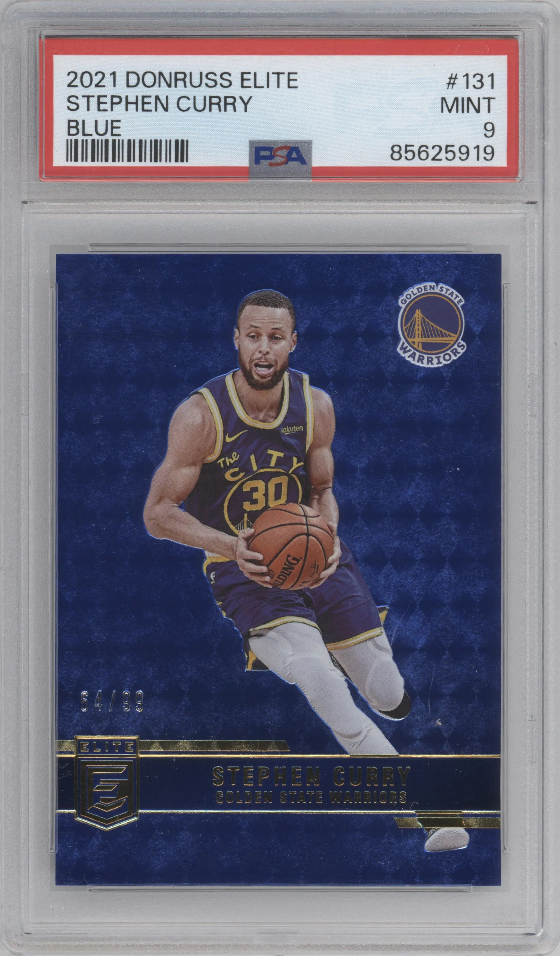 2021 Panini Donruss Elite Stephen Curry Blue #131 PSA 9