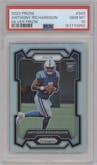 Anthony Richardson from the 2023 Panini Prizm set featuring a Silver Prizm parallel graded by PSA and given an overall grade of 10.