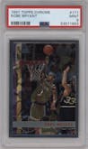 Kobe Bryant from the 1997-98 Topps Chrome set graded by PSA and given an overall grade of 9.