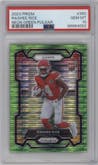 Rashee Rice from the 2023 Panini Prizm set featuring a Neon Green Pulsar parallel graded by PSA and given an overall grade of 10.