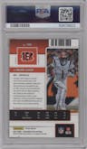 Ja'Marr Chase from the 2021 Panini Contenders Optic set featuring a Green Pulsar parallel graded by PSA and given an overall grade of 10.