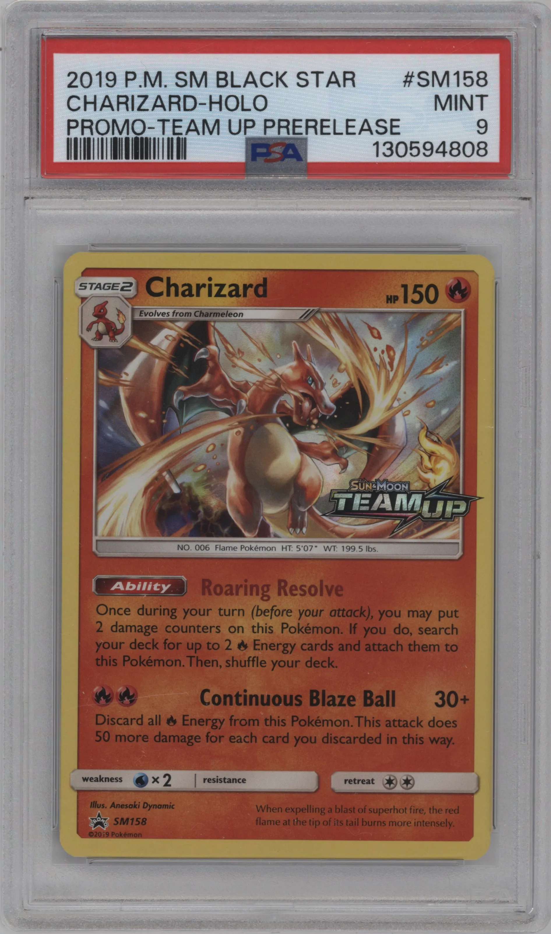 2019 Pokemon S&M Charizard Team UP #SM158 PSA 9
