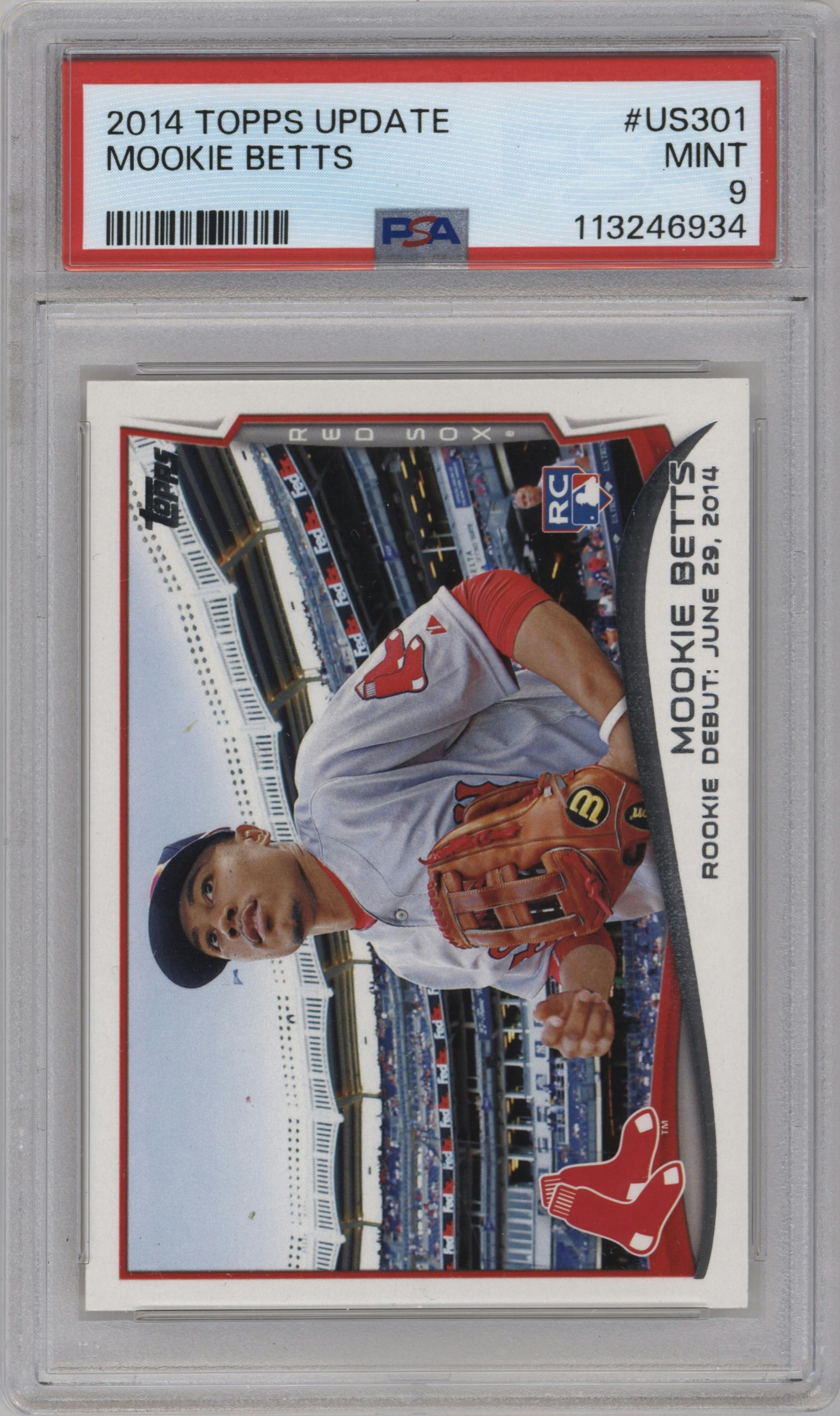 Mookie Betts from the 2014 Topps Update set graded by PSA and given an overall grade of 9.