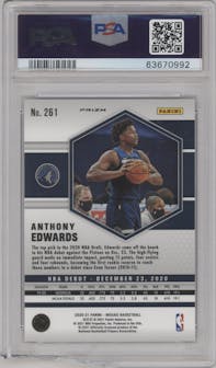 Anthony Edwards from the 2020-21 Panini Mosaic set featuring a Genesis  parallel graded by PSA and given an overall grade of 10.