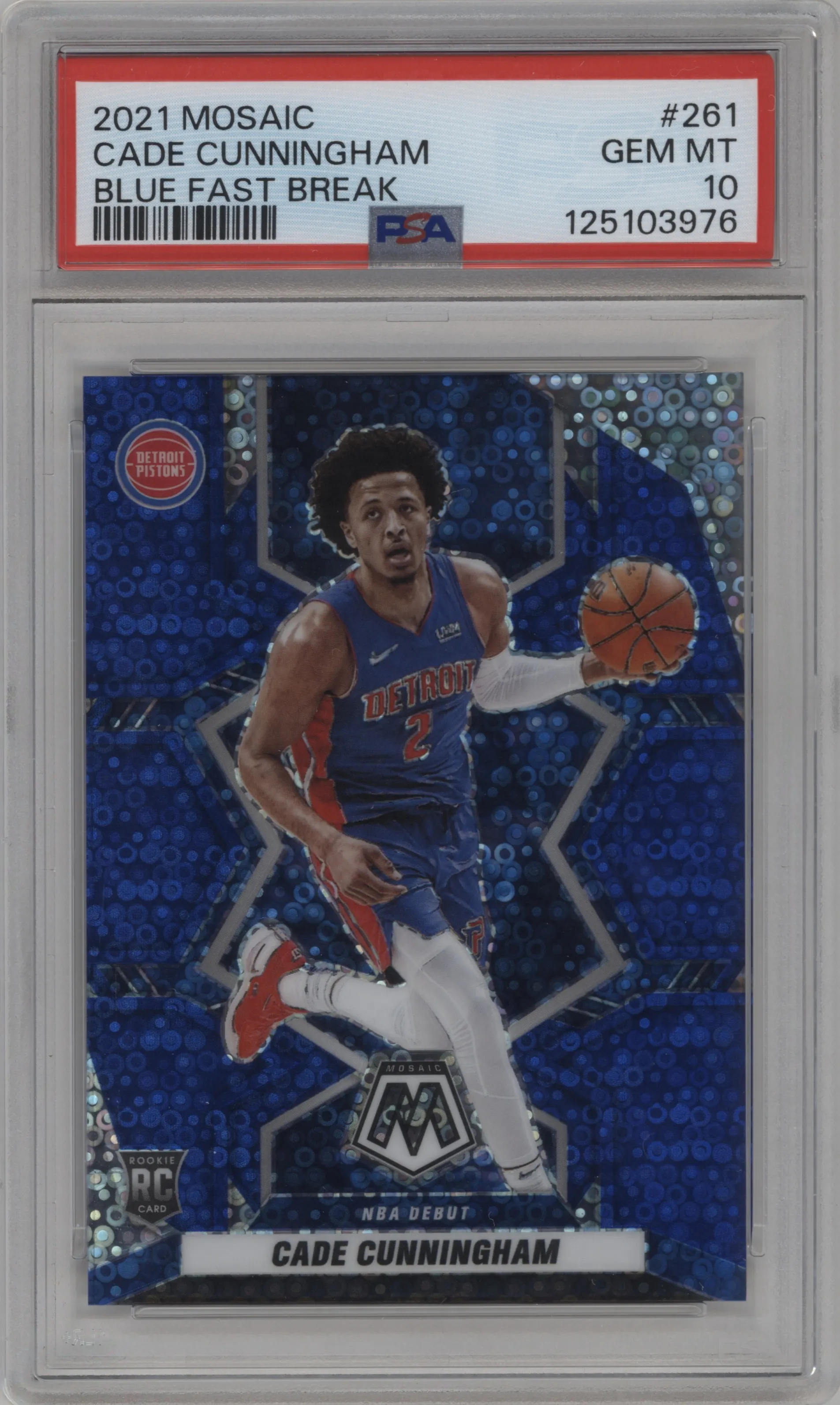 2021 Panini Mosaic Cade Cunningham Fast Break Blue #261 PSA 10
