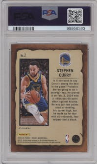 Stephen Curry from the 2023-24 Panini Mosaic set featuring a Mosaic parallel graded by PSA and given an overall grade of 10.