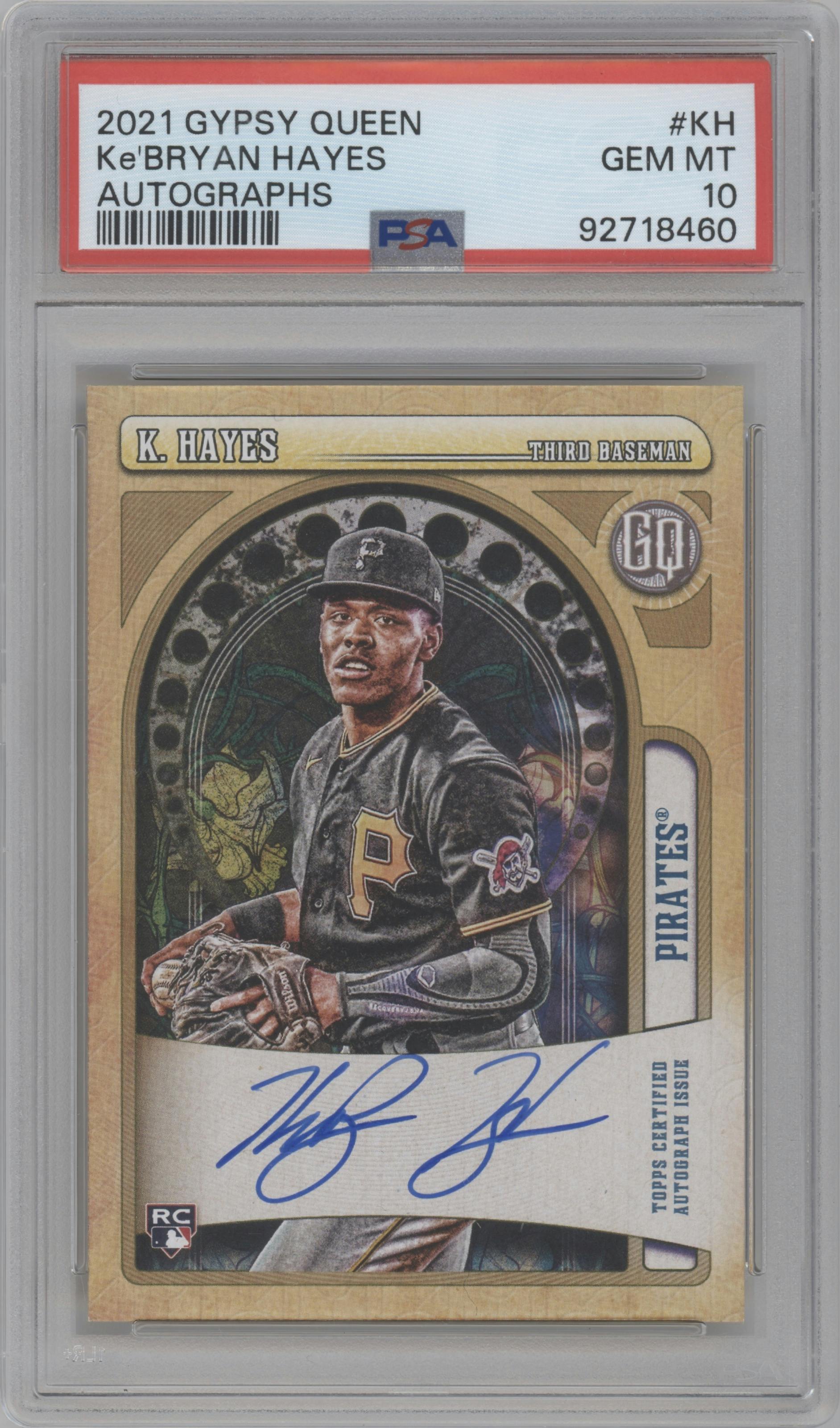 Ke’Bryan Hayes from the 2021 Topps Gypsy Queen set graded by PSA and given an overall grade of 10.