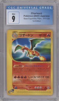 Charizard from the 2001 Pokemon Japanese set graded by CSG and given an overall grade of 9.