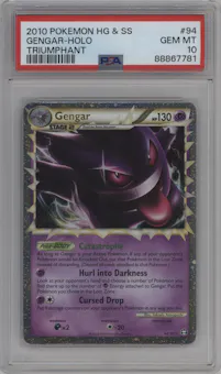 Gengar from the 2010 Pokemon HG & SS set graded by PSA and given an overall grade of 10.