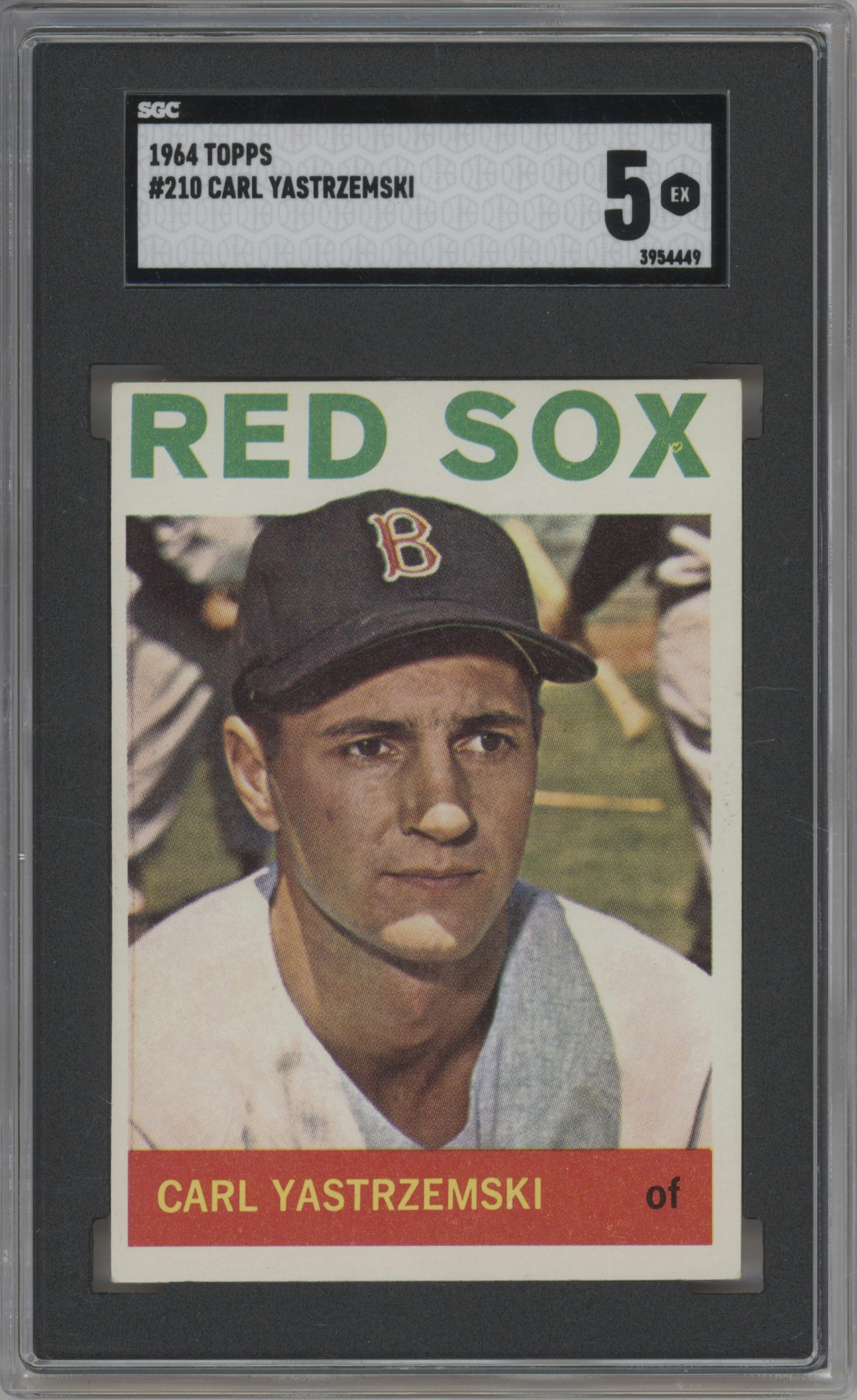 Carl Yastrzemski from the 1964 Topps set graded by SGC and given an overall grade of 5.