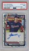 Travis Sykora from the 2024 Bowman set featuring a Speckle Refractor parallel graded by PSA and given an overall grade of 9.