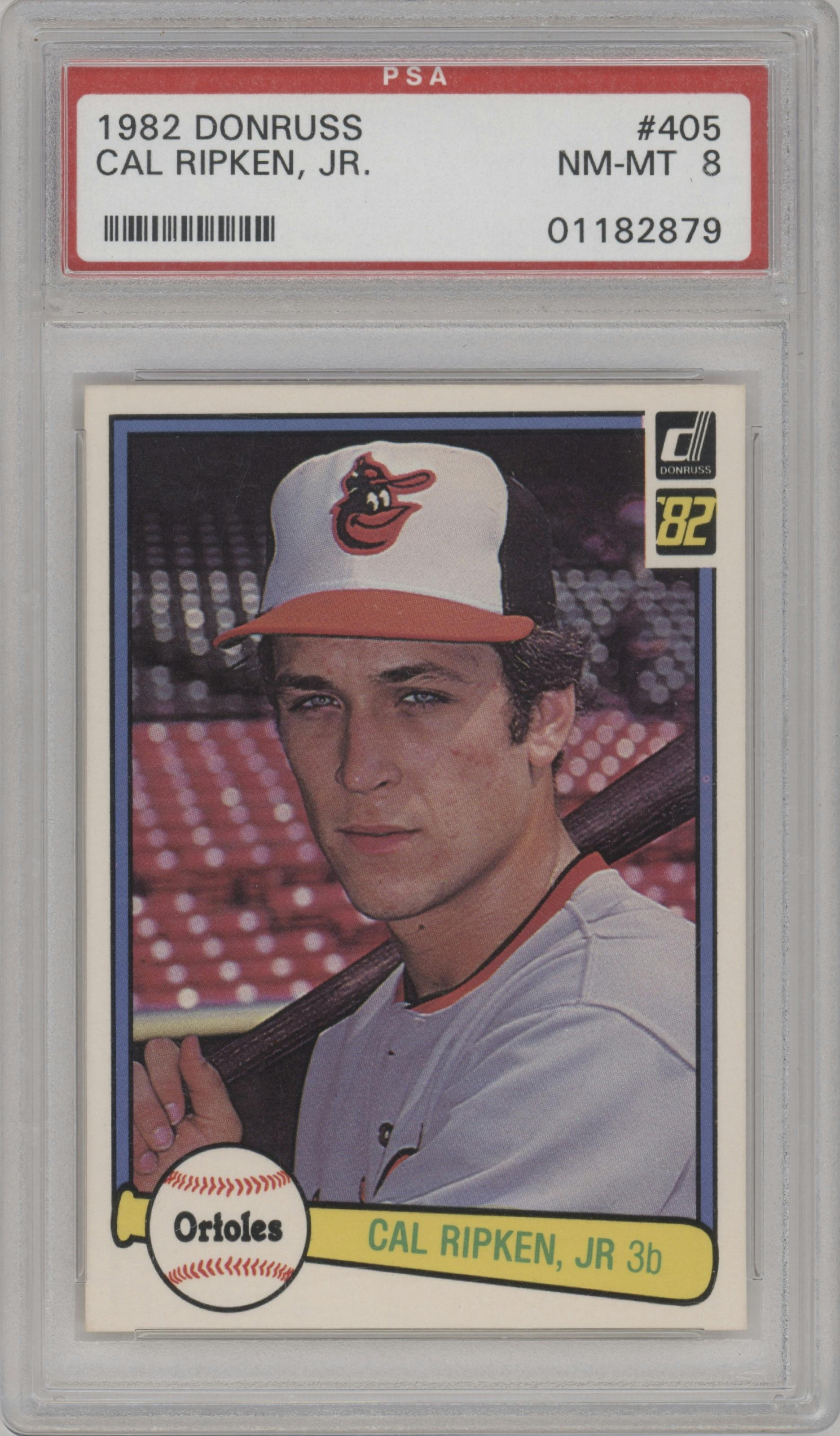 Cal Ripken, Jr. from the 1982 Donruss set graded by PSA and given an overall grade of 8.