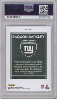 Saquon Barkley from the 2023 Panini Donruss set graded by PSA and given an overall grade of 9.