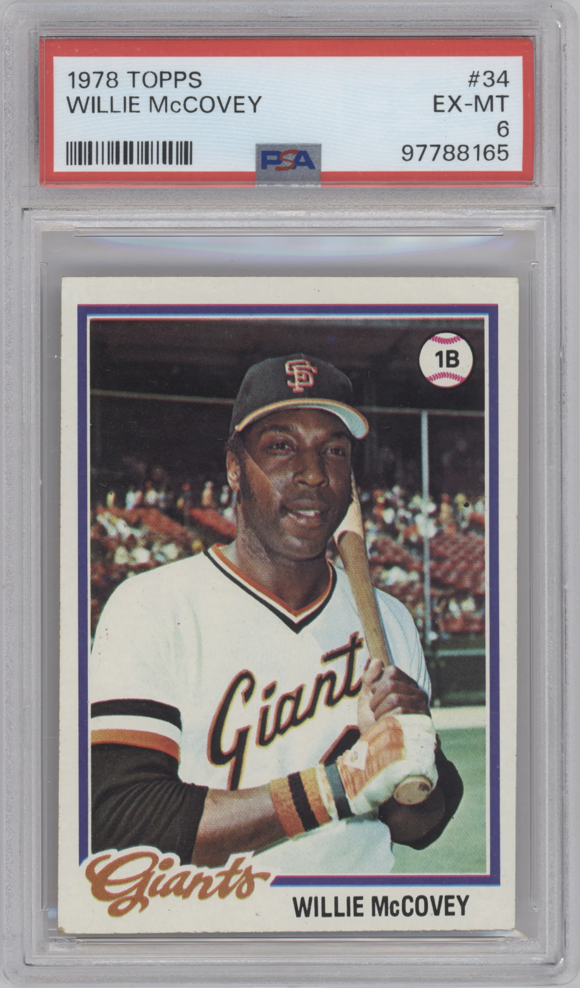 Willie McCovey from the 1978 Topps set graded by PSA and given an overall grade of 6.