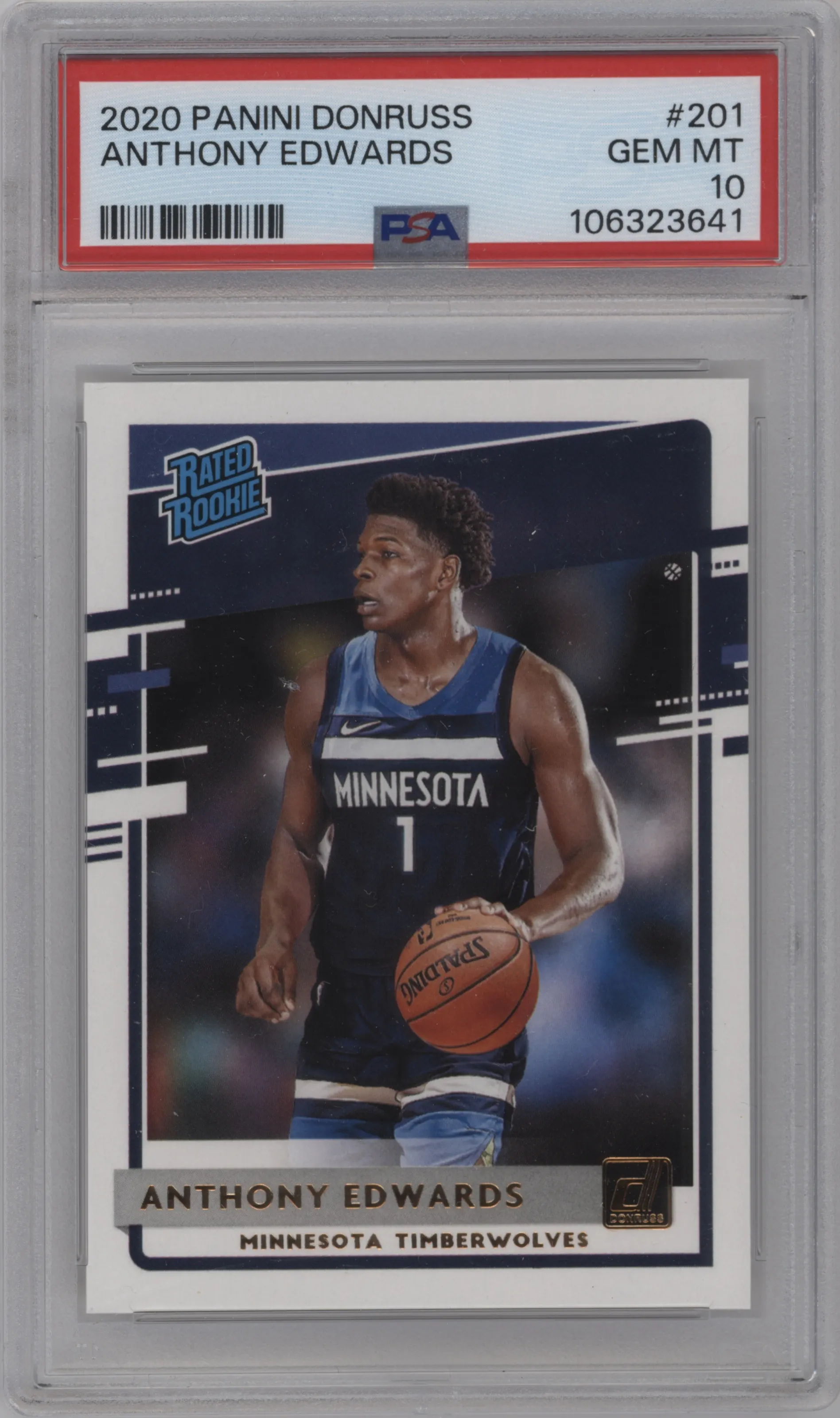 2020 Panini Donruss Rated Rookie Anthony Edwards #201 PSA 10