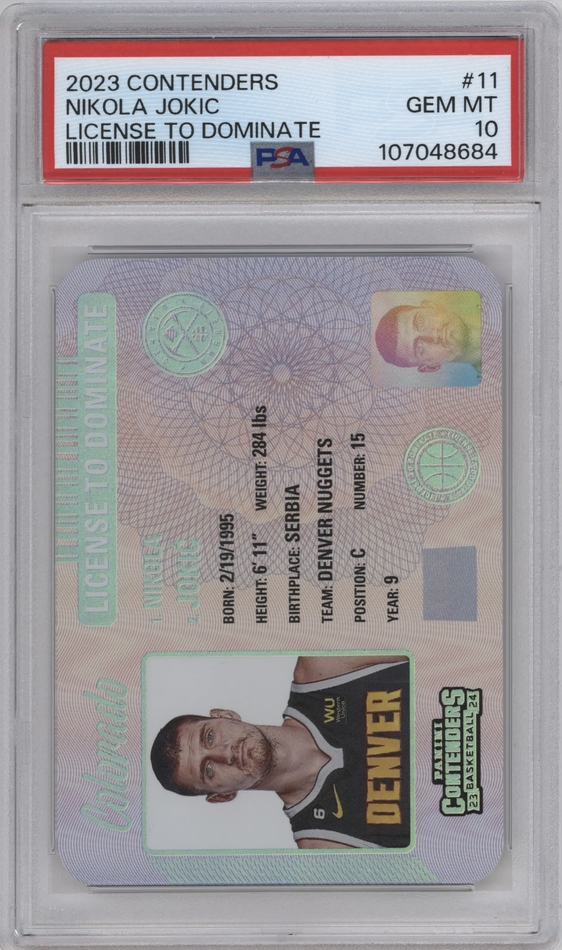 2023 Panini Contenders License to Dominate Nikola Jokic #11 PSA 10