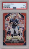 Tom Brady from the 2019 Panini Prizm set featuring a Red Wave parallel graded by PSA and given an overall grade of 9.