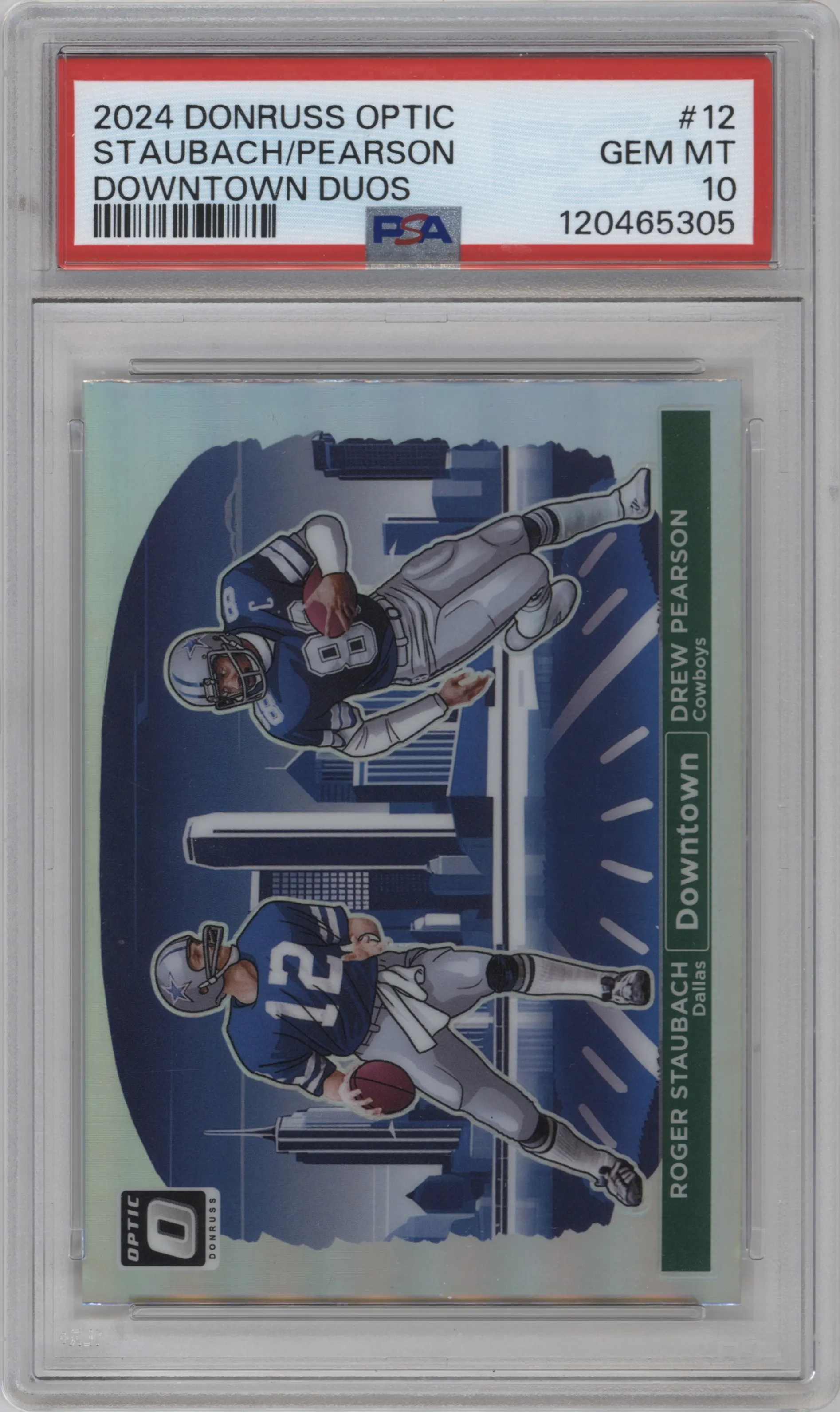 2024 Donruss Optic Downtown Duos Roger Staubach/Drew Pearson #12 PSA 10