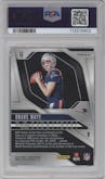 Drake Maye from the 2024 Panini Prizm set featuring a Green Wave parallel graded by PSA and given an overall grade of 9.
