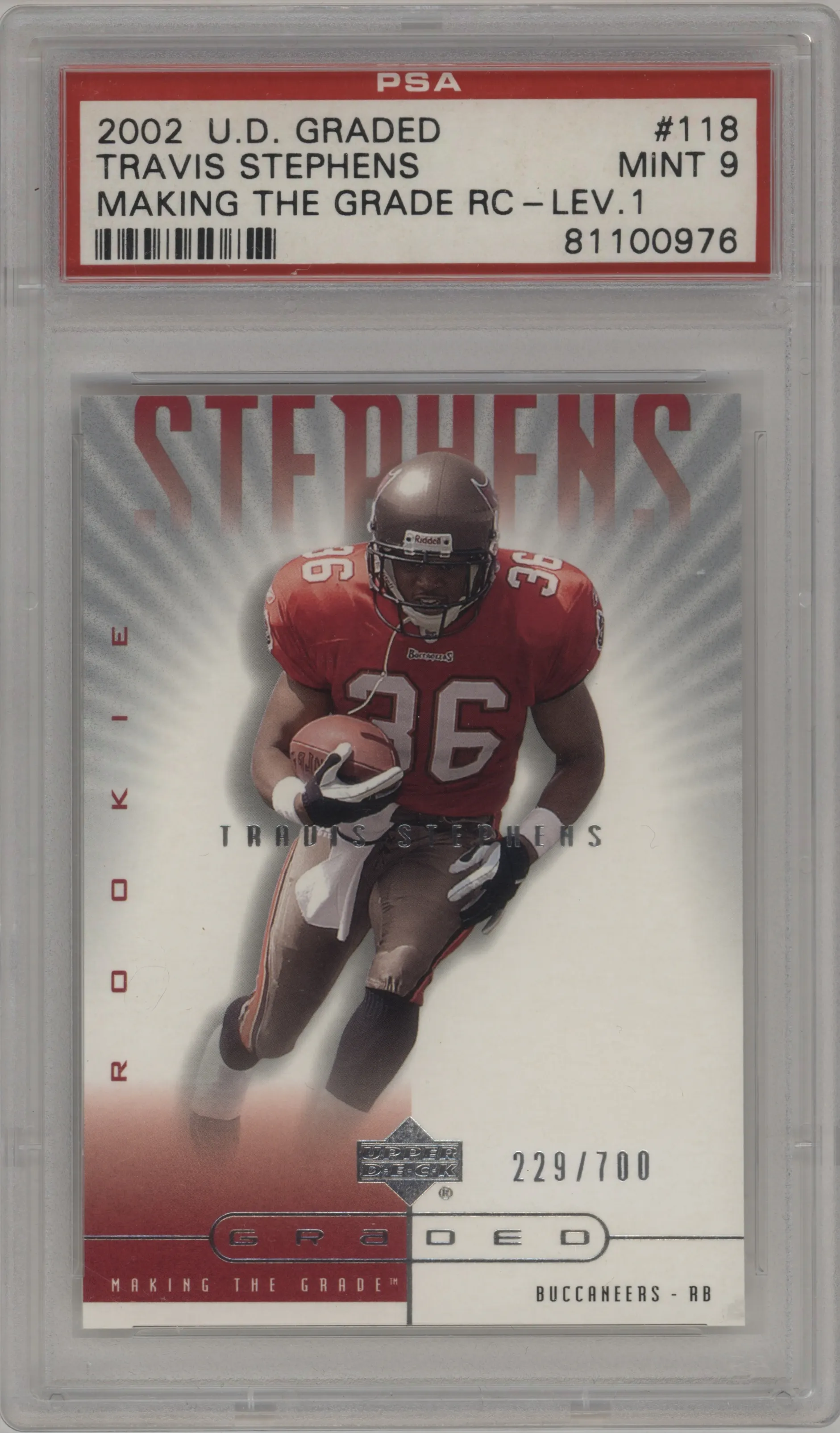 2002 Upper Deck Graded Travis Stephens PSA 9