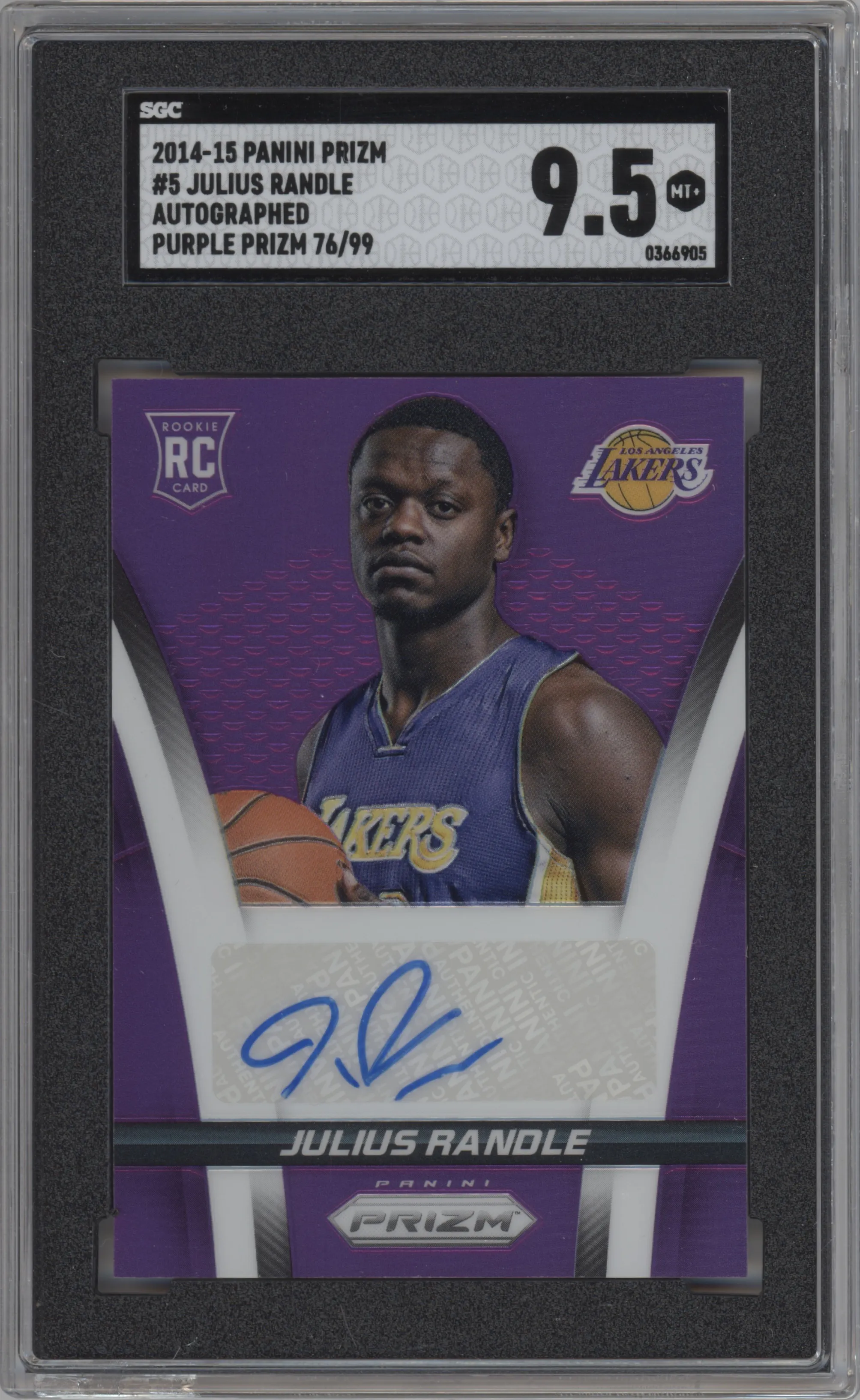 2014 Panini Prizm Rke.Auto Julius Randle Purple Prizm SGC 9.5
