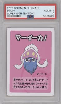 Inkay from the 2023 Pokemon Old Maid set graded by PSA and given an overall grade of 10.