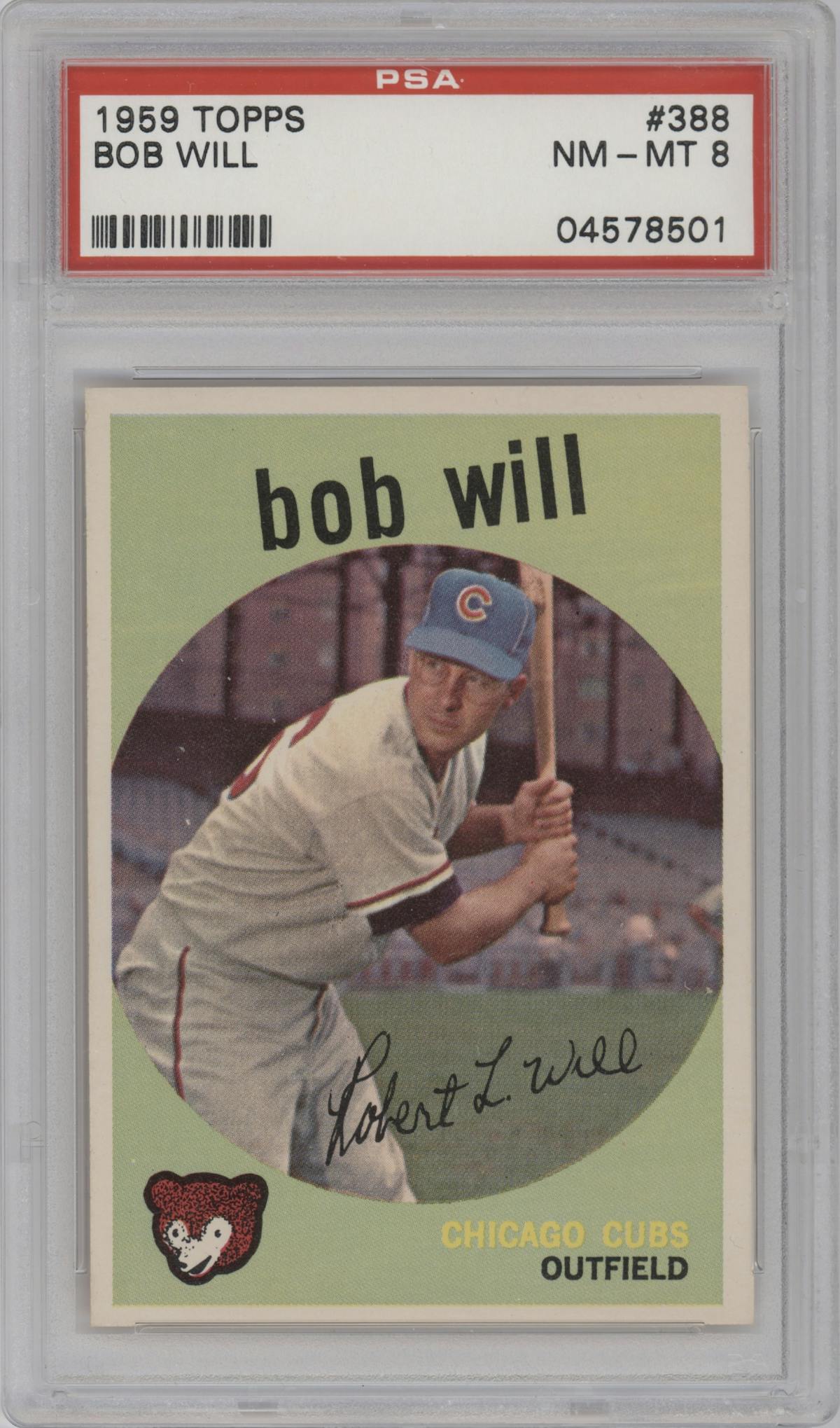 Bob Will from the 1959 Topps set graded by PSA and given an overall grade of 8.